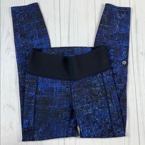 Lululemon cropped leggings blue and black luxtreme
